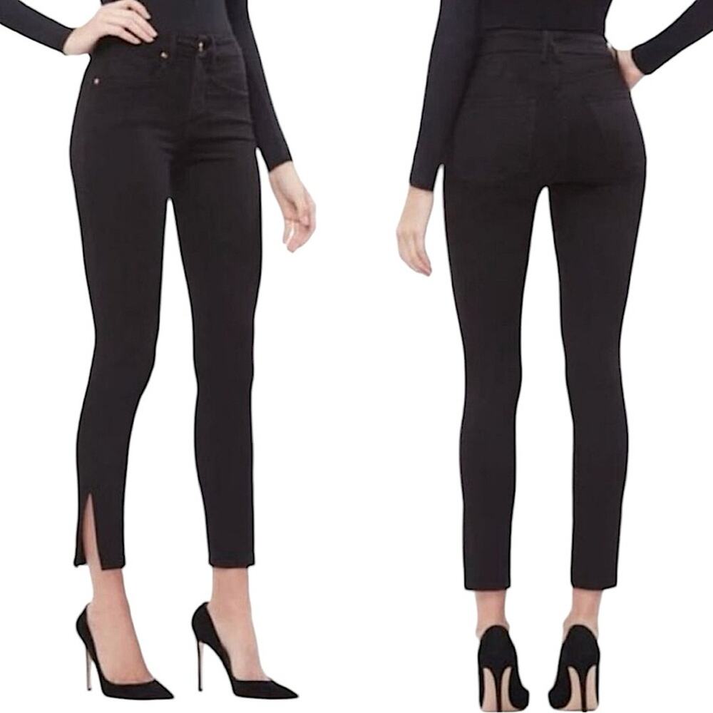 NWT Good American Good Waist Crop Side Slit Skinny Jeans Size 0/25 Retail $119